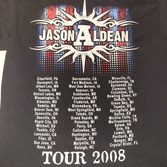 Jason Aldean 2008 Tour T-Shirt Men's Size Small Black Double Sided Country Music - Picture 5 of 7
